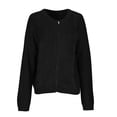 thumbnail image 5 of Lovskoo Cardigan Sweaters for Women Zippered Round Neck Loose Knit Cardigan Long Sleeve Jacket Sweater Jacket Black, 5 of 7