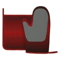 thumbnail image 3 of Disketp Red Geometric Perforated Square Background Oven Mitts And Potholders Bbq Gloves-Oven Mitts And Pot Holders With Recycled Infill Silicone Non-Slip Cooking Gloves For Cooking Baking Grilling, 3 of 9