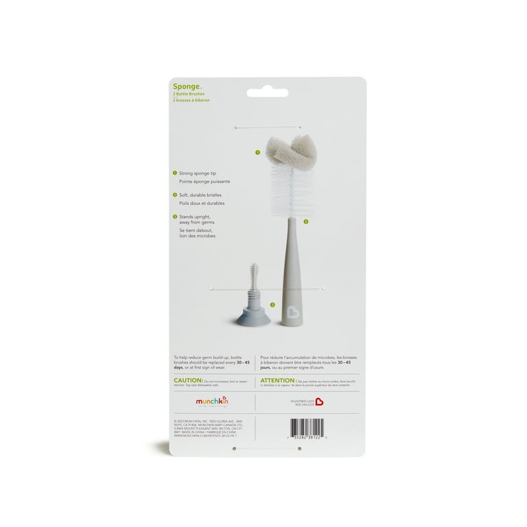 Munchkin® Sponge™ Bottle Brush, Gray/Sage, 2 Pack, Unisex