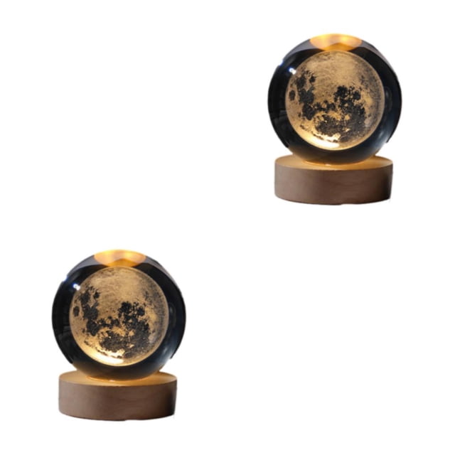 Destyer Astronomy-inspired LED Ball Night Light For Romantic Night Home Base Lamp House Warming Gift Moon 2Set