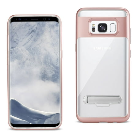 Samsung Galaxy S8 Edge/ S8 Plus Transprant Bumper Case With Kickstand In Clear Rose Gold