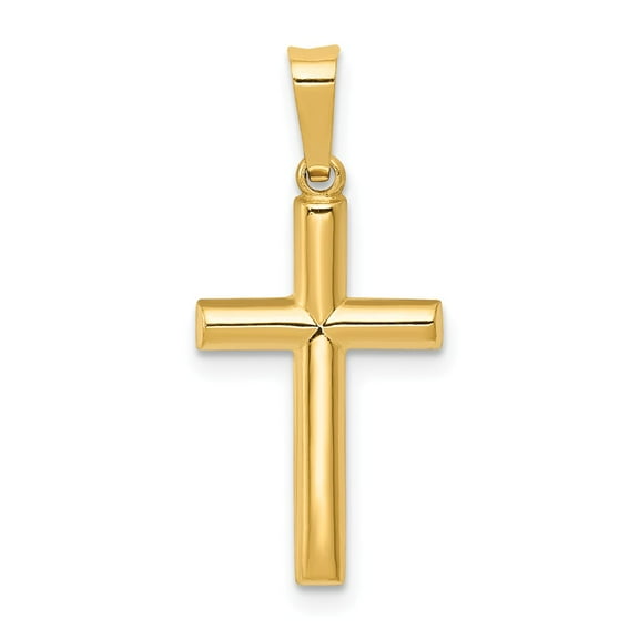 14K Yellow Gold Charm Pendant Themed 22 mm 10 Hollow Cross