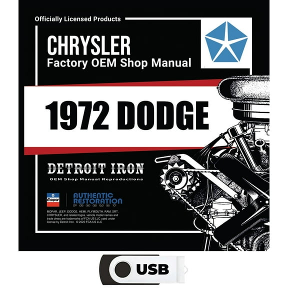 Detroit Iron OEM 1972 Dodge Shop Manuals & Sales Data Kit on USB