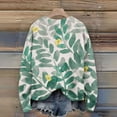 thumbnail image 5 of Long Sleeve Pullover Sweaters For Women O Neck Casual Cute Printing Knit Oversized Sweater for Fall Winter Floral Designs,Green,XL, 5 of 6