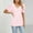 Pink, variant on Women's Short Sleeve Polo Shirts Summer Collared Top Casual V Neck Loose Fit T Shirt