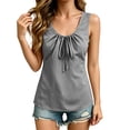 thumbnail image 2 of Ruimatai Womens Casual Sleeveless Tank Tops V Neck Drawstring Ruched Shirts Loose Fit Curved Hem Summer Blouses, 2 of 6