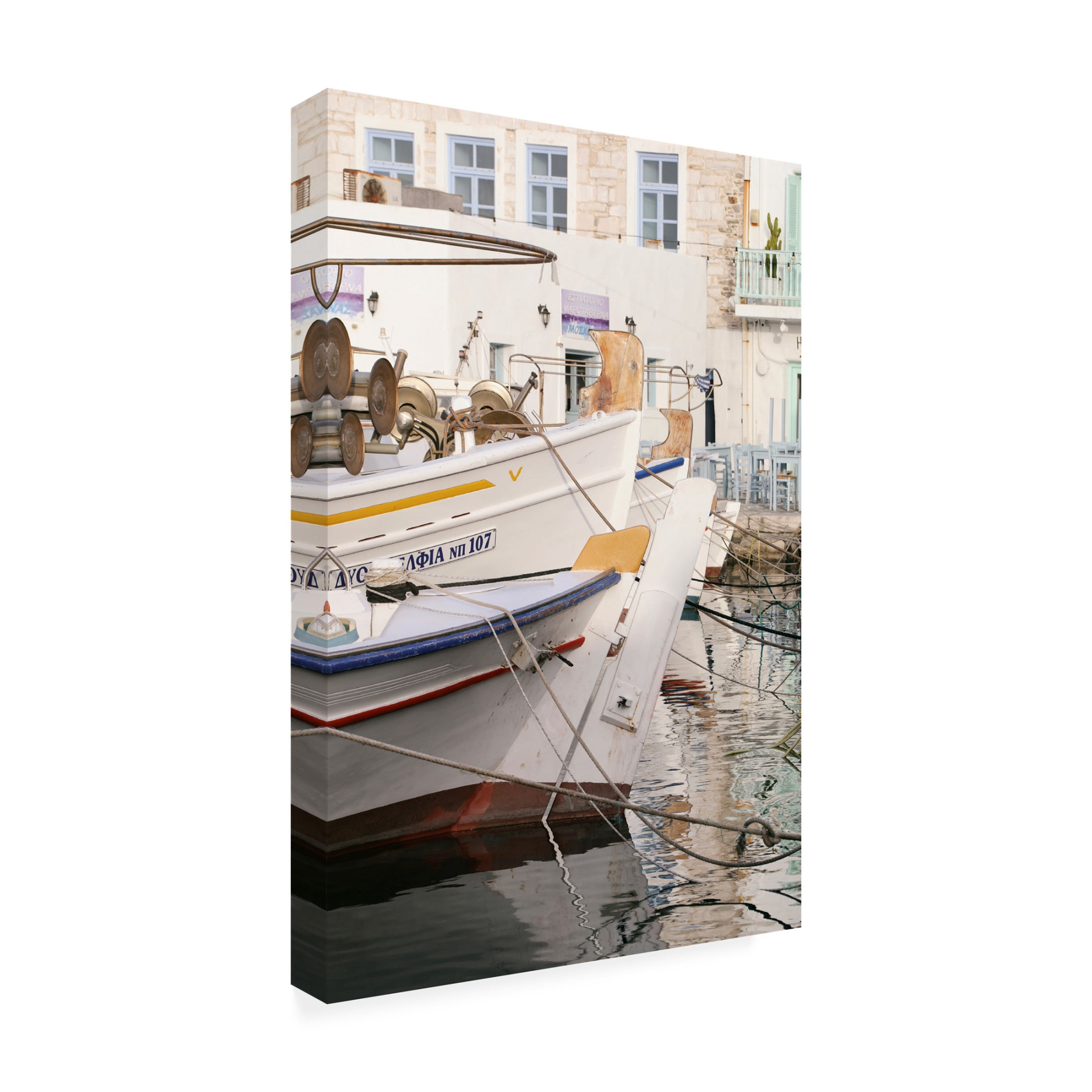 Canvas Wall Art - Carina Okula 'Morning by The Fishing Port' Wall Art for Living Room, Bedroom, or Office Décor by Trademark Fine Art - 22 x 32 Inches