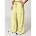 thumbnail image 3 of Women'S Wide-Leg Loose Casual Sports Pants Straight Low-Rise Sweatpants Drawstring Elastic Band Pockets Light Yellow XL, 3 of 6
