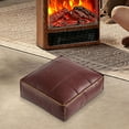 thumbnail image 5 of Pouf Ottoman, Unstuffed Pouf Cover, Handmade Faux Pu Leather Square Ottoman,Comfortable Soft Seating for Living Room & Bedroom, Brown D, 5 of 7