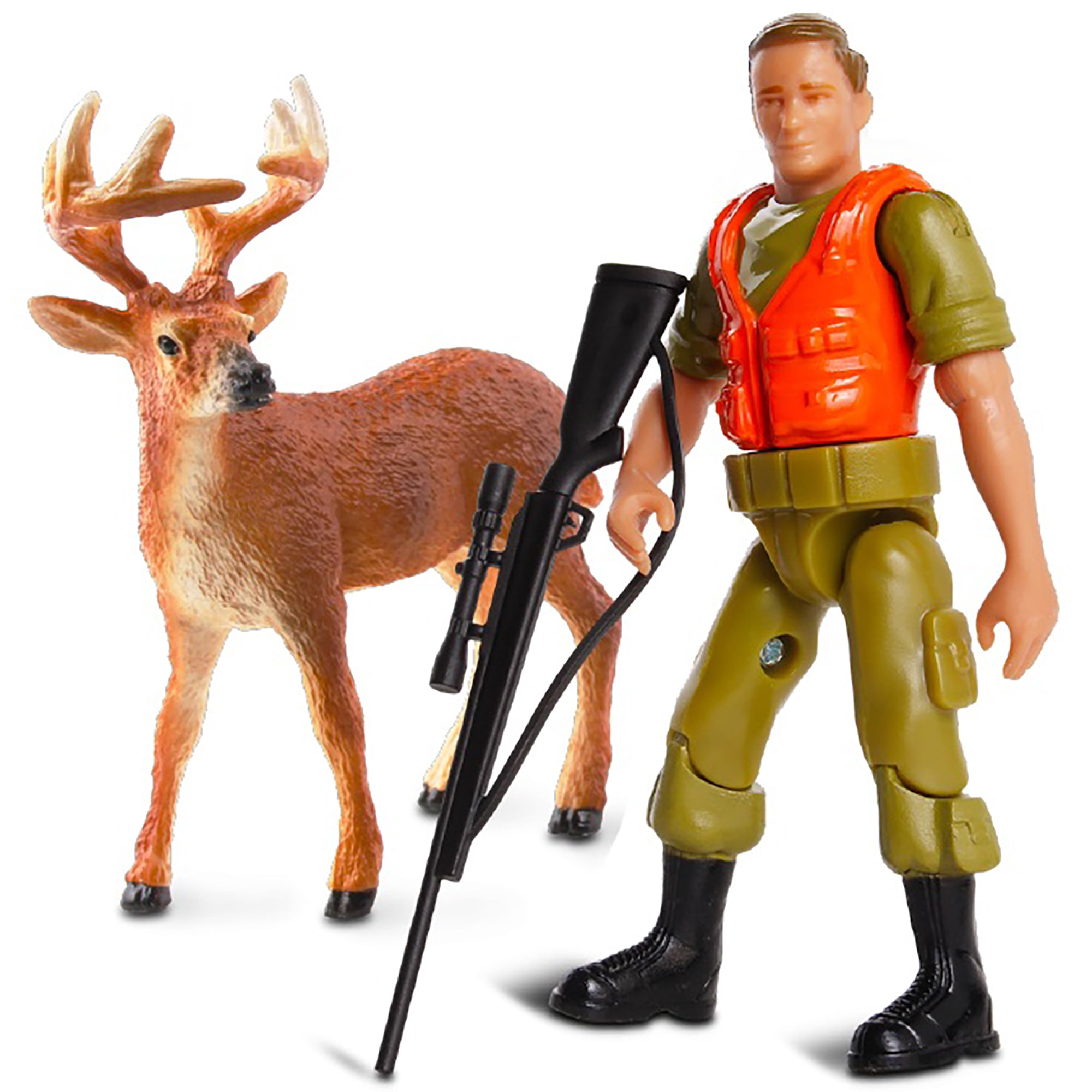 NKOK RealTree 1:18 Scale: Buck Hunting Playset - 4 Piece Friction Powered Lights & Sounds Truck Playset, RealTRee Edge Camouflage, Buck Hunting #21721,  Officially Licensed, For Kids Ages 3+