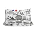 thumbnail image 3 of 3 Pcs Soft Bedding Set, Includes 1 Duvet Cover with Zipper And 2 Pillow Shams,Paris Sketch Hand Drawn Queen(90"×90"), 3 of 8