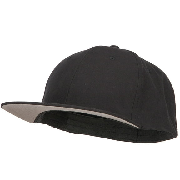 Big Size Flat Bill Stretchable Fitted Cap - Black XL-2XL