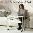 thumbnail image 3 of Folding Desk Small Rolling Desk with Storage Shelf,31.5 Inch Foldable Computer Table for Small Spaces, Space Saving Sofa Table with Wheels for Home Office, Study, Easy Assembly, White, 3 of 8