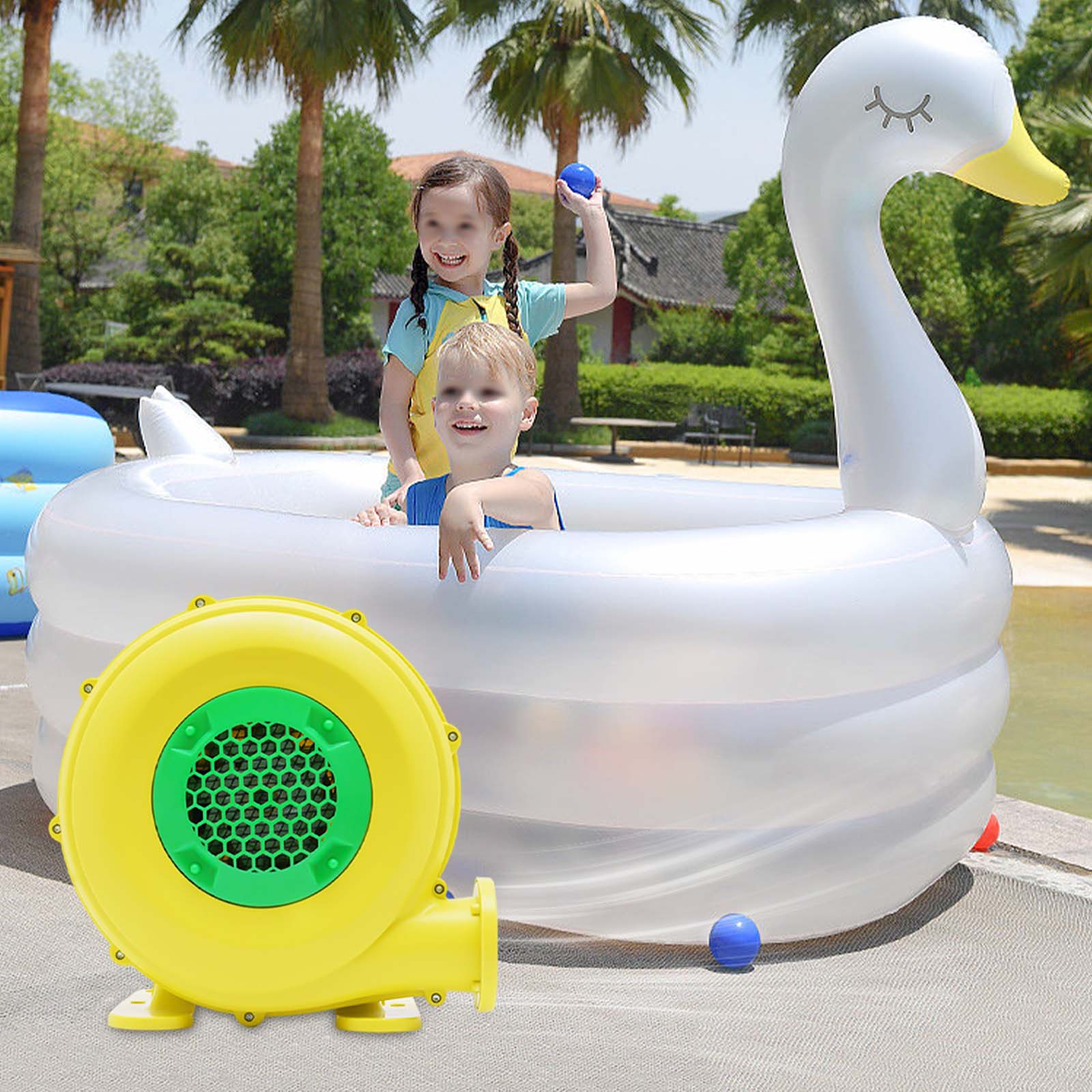 450W Electric Inflatable Blower for Outdoor Bounce Houses, Castles, Slides & Tents, Low Noise, IP44 Waterproof, 8.5ft Power Cord, Safe & Durable