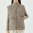 thumbnail image 3 of qolati Womens Quilted Puffer Vest Button Down Sleeveless Jackets Lightweight Padded Gilet Outerwear 2024 Fashion Warm Winter Coats With Pockets, 3 of 6