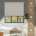 thumbnail image 2 of 100% Blackout Roller Shades Cordless Blinds for Windows, Free-Stop Shades, Thermal Insulated Fabric, UV Protection, Natural Woven Blinds for Home and Office,Beige,Custom Sizes, 2 of 16