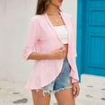 thumbnail image 5 of Feancey 3/4 Sleeve Bolero Shrugs for Women Trendy Hollow Out Draped Cardigans Eyelet Casual Ruffled Hem Cardigan Jackets Hot Pink M, 5 of 8