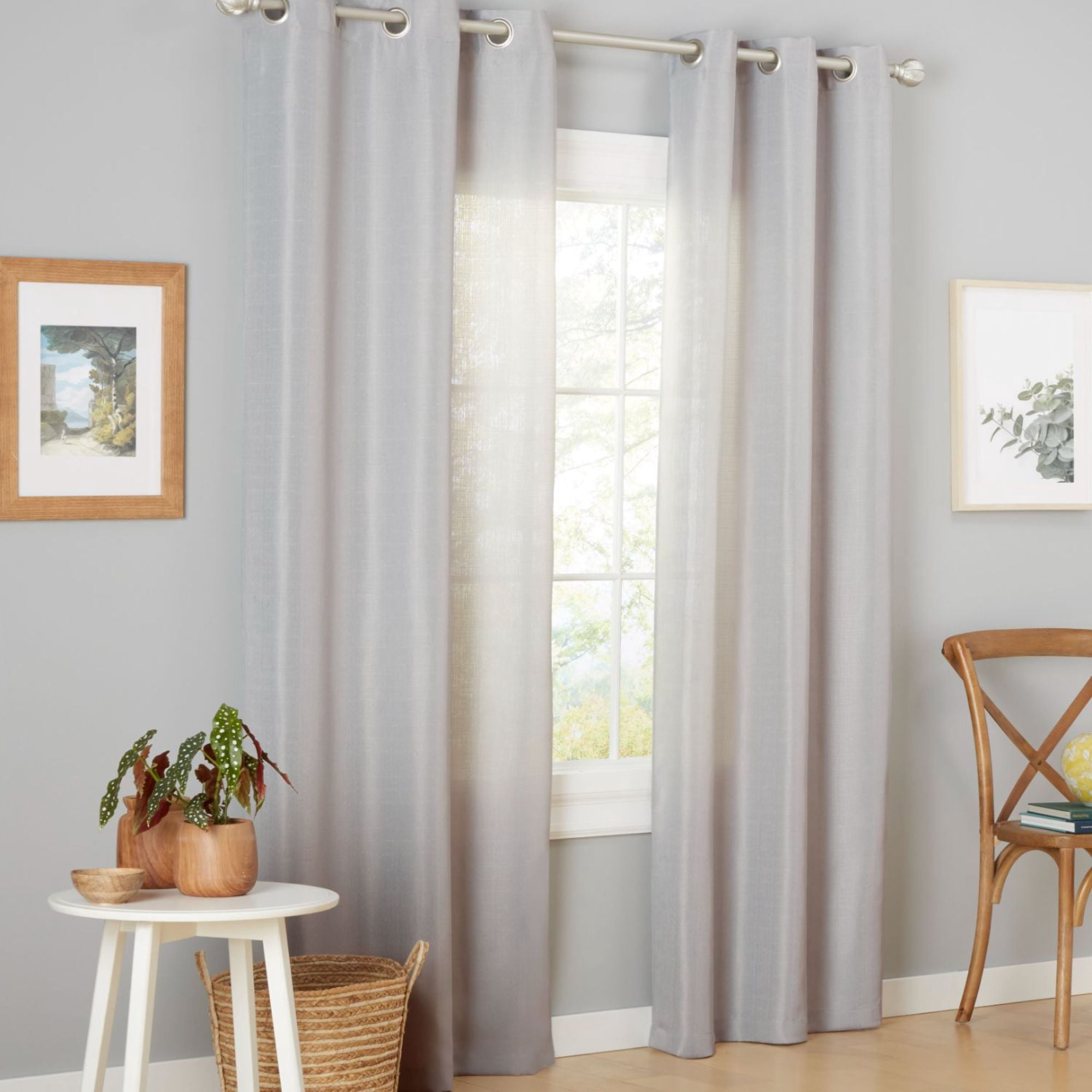 Estate View™ Ladner Light Filtering Grommet Top Curtain Panel Pair, 38"x96", Dove Grey