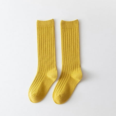

Monfince Baby Girls Boys Uniform Knee High Socks Tube Ruffled Stockings Infants and Toddlers Yellow 2-3Y