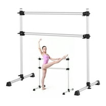 VEVOR Ballet Barre, 4 Ft Aluminum Double Barre Bar for Home, Freestanding Portable Ballet Stretching Dance Bars, Height Adjustable Anti-Wobble Fitness Studio Equipment, for Pilates Balance Workout