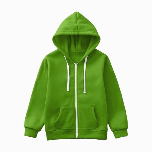 YDFCWXW Unisex Toddler Zip Up Hoodie Sweatshirts Solid Jacket Coat Hooded Cotton Tops Outwear Breathable Lightweight School Layer (Green, 7-8 Years)