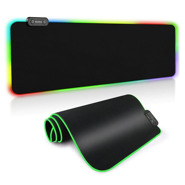 Tapis de Souris de Jeu à Lumière RVB, 14 Modes d'Éclairage LED, Tapis de Clavier USB Pliable Antidérapant avec Surface Lisse et Imperméable