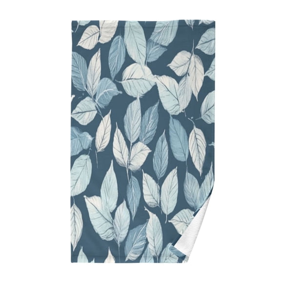 Pure Cotton Face Towel 16x28 Inches Hand Towel Bath Towel Hand Bath Towels Soft Good Water Absorption for Washing Face Wiping Face Pretty Blue Leaves