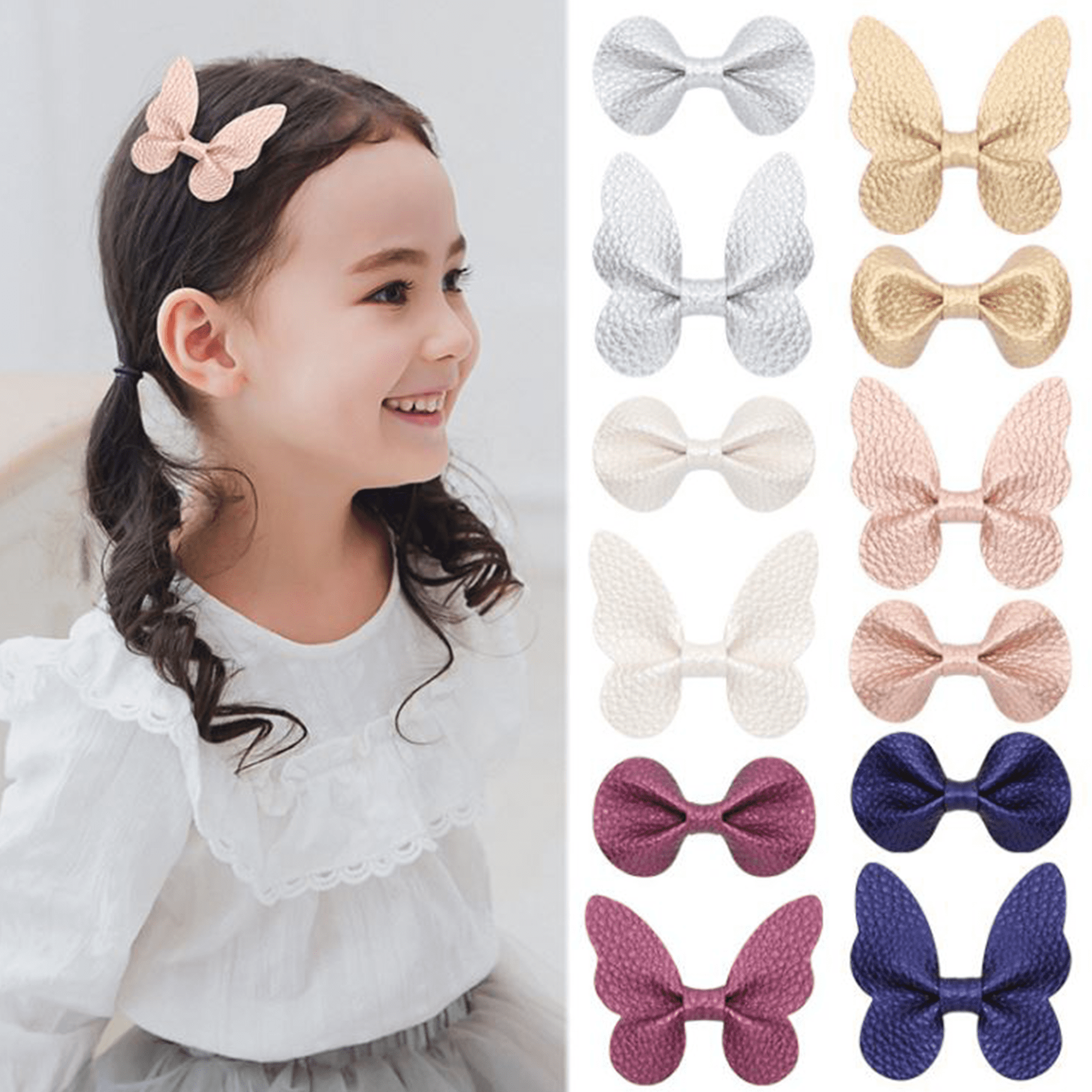 7 Piece Pink Bow Hair Set Childrens Hair Accessory Clips Bobbles Headband Bendie 