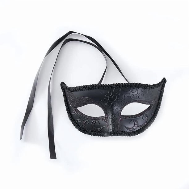 Máscara negra para media cara, de plástico, para fiestas, disfraces de Halloween