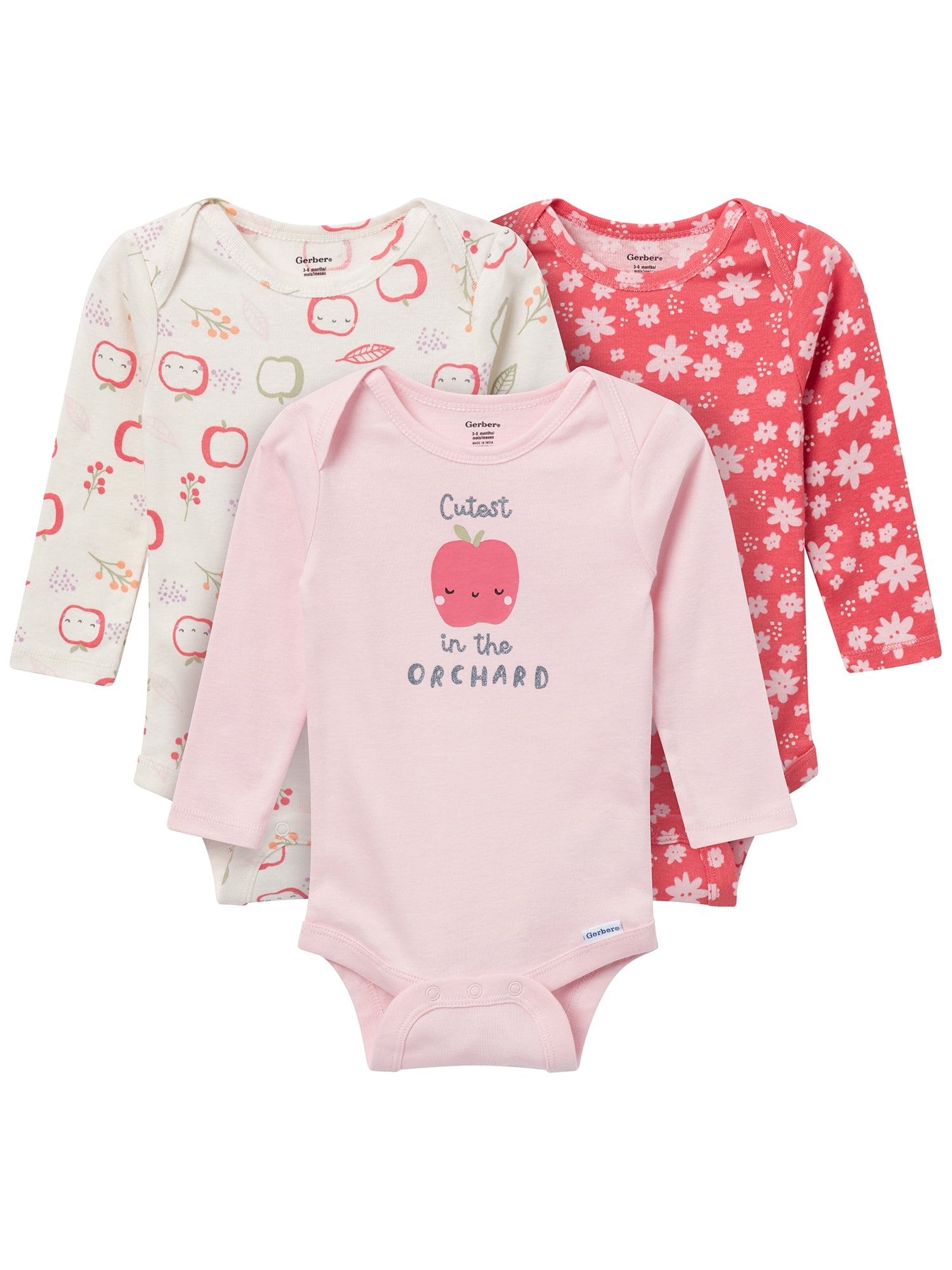 Gerber Gender Neutral Long Sleeve Onesies, 6-Pack, Sizes Newborn - 18 Months