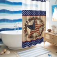 thumbnail image 5 of No Hook Shower Curtain with Built-in Rings - 4th of July Washable Waterproof Fabric Bathroom Curtains for Hotel,Rentals, Stall 54 X 78 Inch , Vintage American Star Navy Blue, 5 of 9