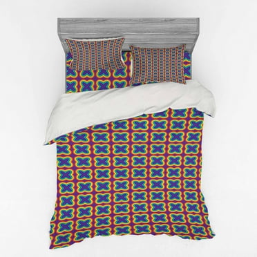 Ambesonne Rainbow Bedding Set 4 Pcs, Multicolor Butterfly, Queen, Marigold Vermilion