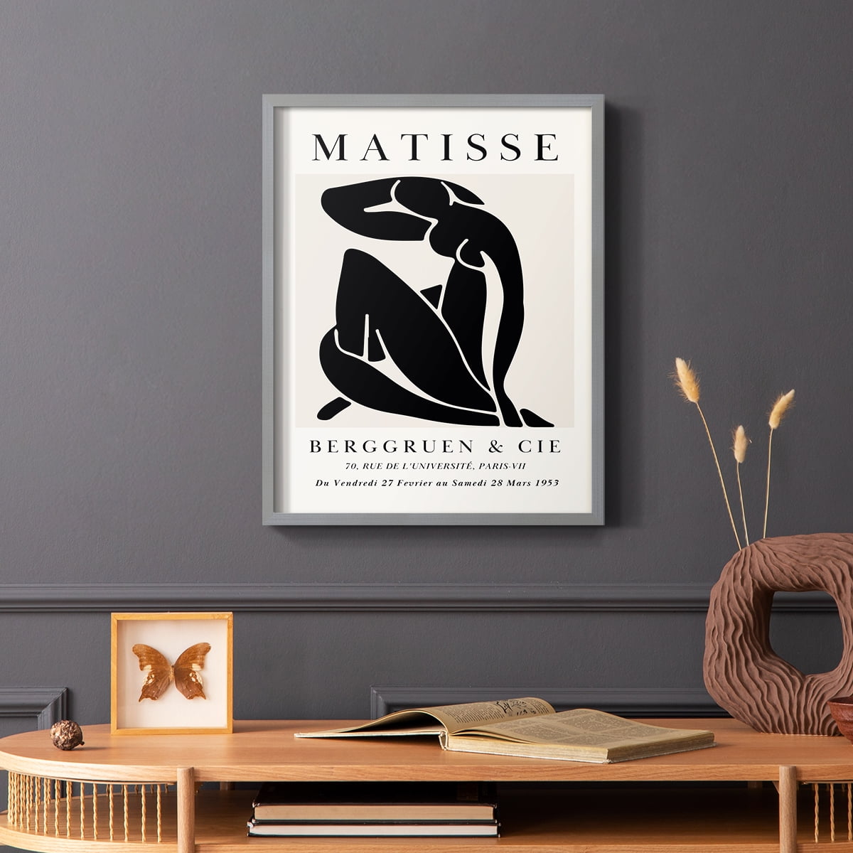Matisse CDXC in Gray Solid Wood Framed Print No Nail Hanging