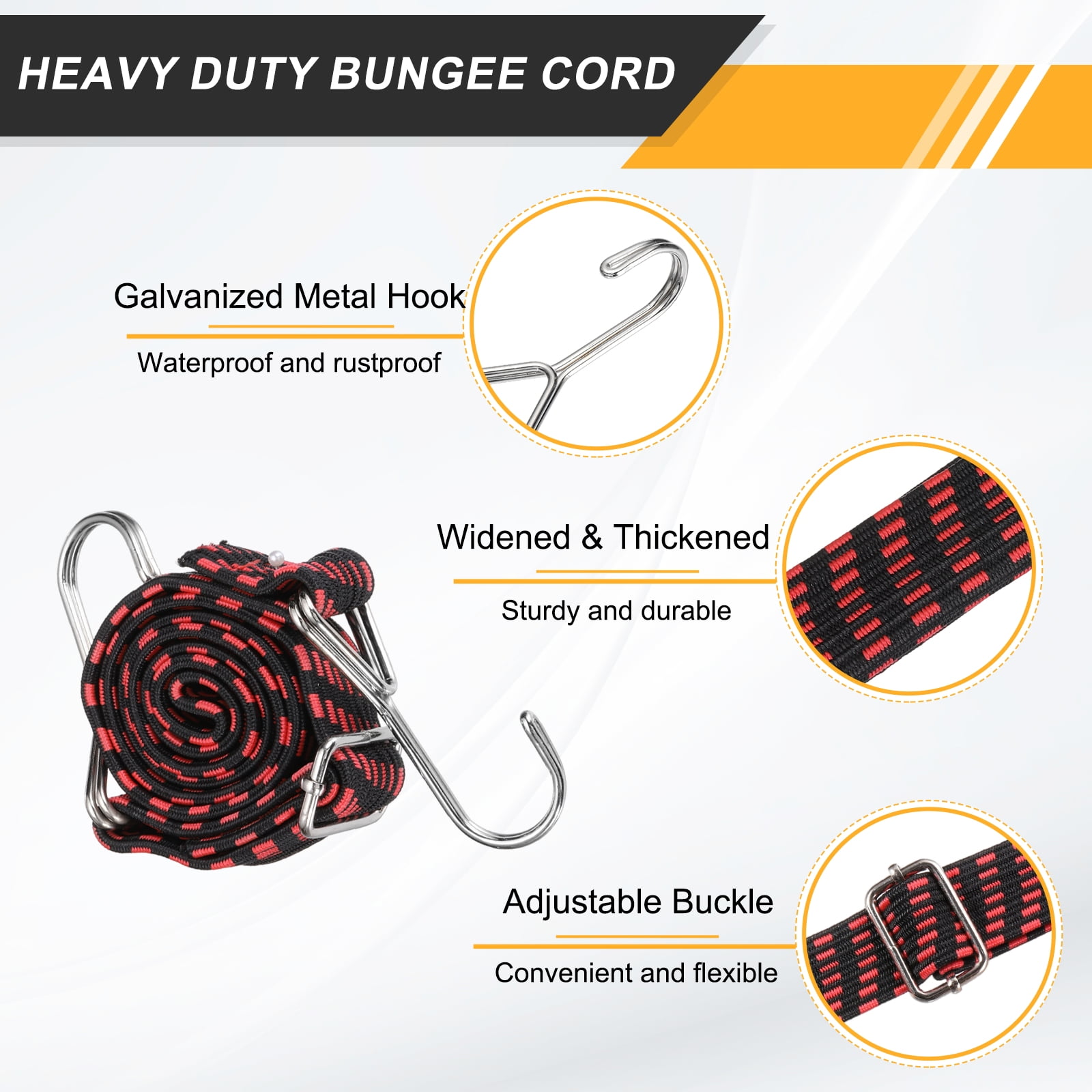 Uxcell 39" Adjustable Bungee Cords with Stainless Steel Hook, 4Pcs Heavy Duty Outdoor Elastic Bungee Strap for Securing Luggage Moving Cargo, Red