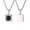 Silver-A, variant on Stainless Steel Square Black Agate Pendant Necklace for Men, Silver Tone Gift Jewelry