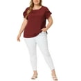 thumbnail image 2 of NOMADIC NOOK Women's Plus Size Work Pleated Short Sleeve Round Neck Tulip Sleeves Blouses, 2 of 7