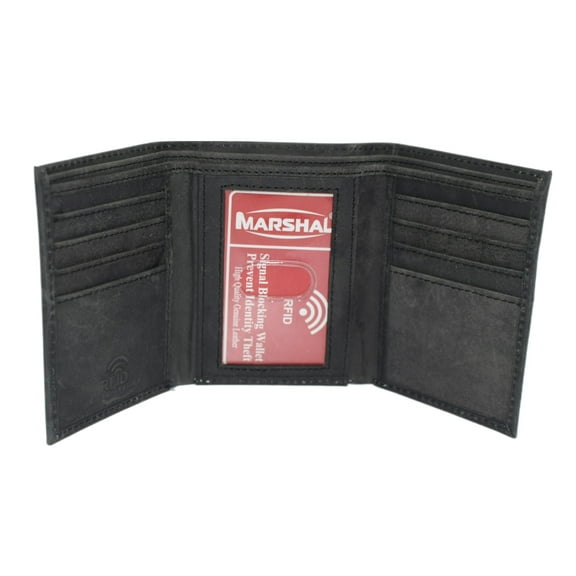 RFID Protected Men's Slim Trifold Wallet Vintage Leather Wallets for Men with Box