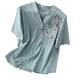 thumbnail image 2 of Camiseta Holgada Fiudx Estampado de Bordado para mujer Blusa de Algodón y lino, 2 of 7