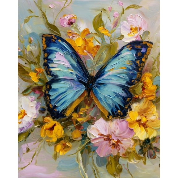 Paint by Numbers for Adults Kids Beginner Blue Butterfly Flower Language DIY Acrylic Painting by Numbers Kits with Brushes Acrylic Pigment Home Decoration Gifts 16 x 20 inch