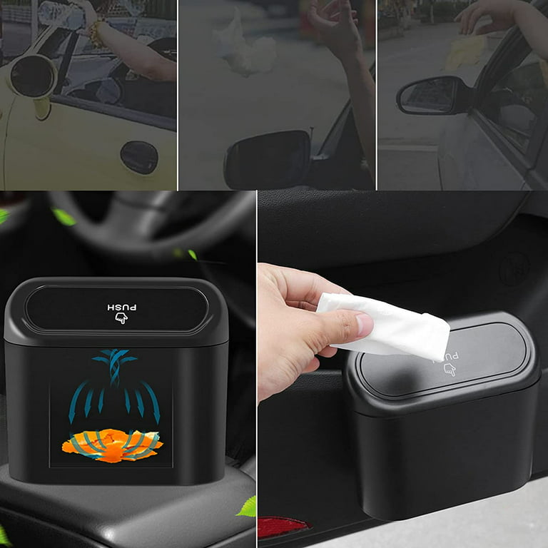 Car Trash Can Bin With Lid And Trash Bags Small Car Garbage Can