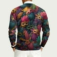 thumbnail image 4 of Havenx Men's Mardi Gras Shirts Round Neck Knitted Sweatshirts Long Sleeve Carnival Printed Dress Sweater Mask Print Holiday Party Thermal Carnival Casual Tops,Purple Pink 3XL, 4 of 6