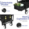 thumbnail image 3 of Jump Into Fun Collapsible Wagons, Heavy Duty Folding Cart with Removable Canopy, Adjustable Handle, Wheels & Double Fabric, Beach Wagon Cart for Kids, Garden Wagon Cart for Sand, Large Wagon, Black, 3 of 7