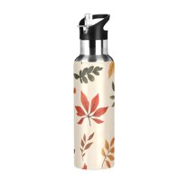 Yayeee 20oz Double Wall Stainless Steel Water Bottle with Flip Straw, Yellow Autumn Leaves
