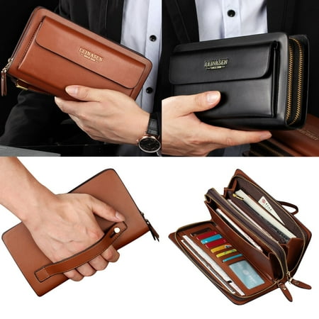 Meigar Men Leather Wallet Business Bag Credit Card Holder Clutch Pockets Phone (Best Business Rewards Credit Card Australia)