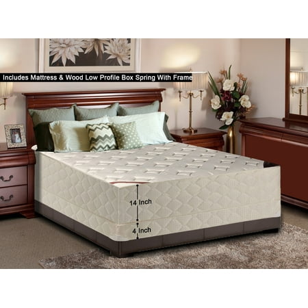 WAYTON, 14-Inch Firm Double sided Tight top Innerspring Mattress And 4-Inch Wood Traditional Box Spring/Foundation Set With Frame, No Assembly Required, Good For The Back, Twin Size 74
