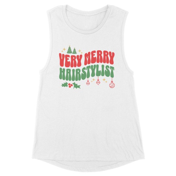 Very Merry Hairstylist Women's Muscle Tank Large White