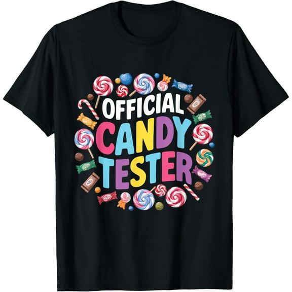 Official Candy Tester Cool Candy Lollipop Halloween Sweets T-ShirtMen and women, Black T-shirt, size: Extra large