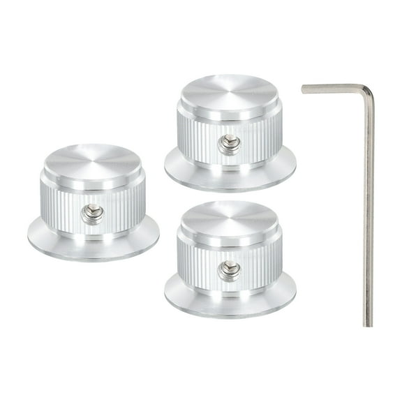 Uxcell Aluminium Potentiometer Knobs 6mm Control Knobs for Guitar,Power Amplifiers 24mm/0.94" Diam Silver 3pcs