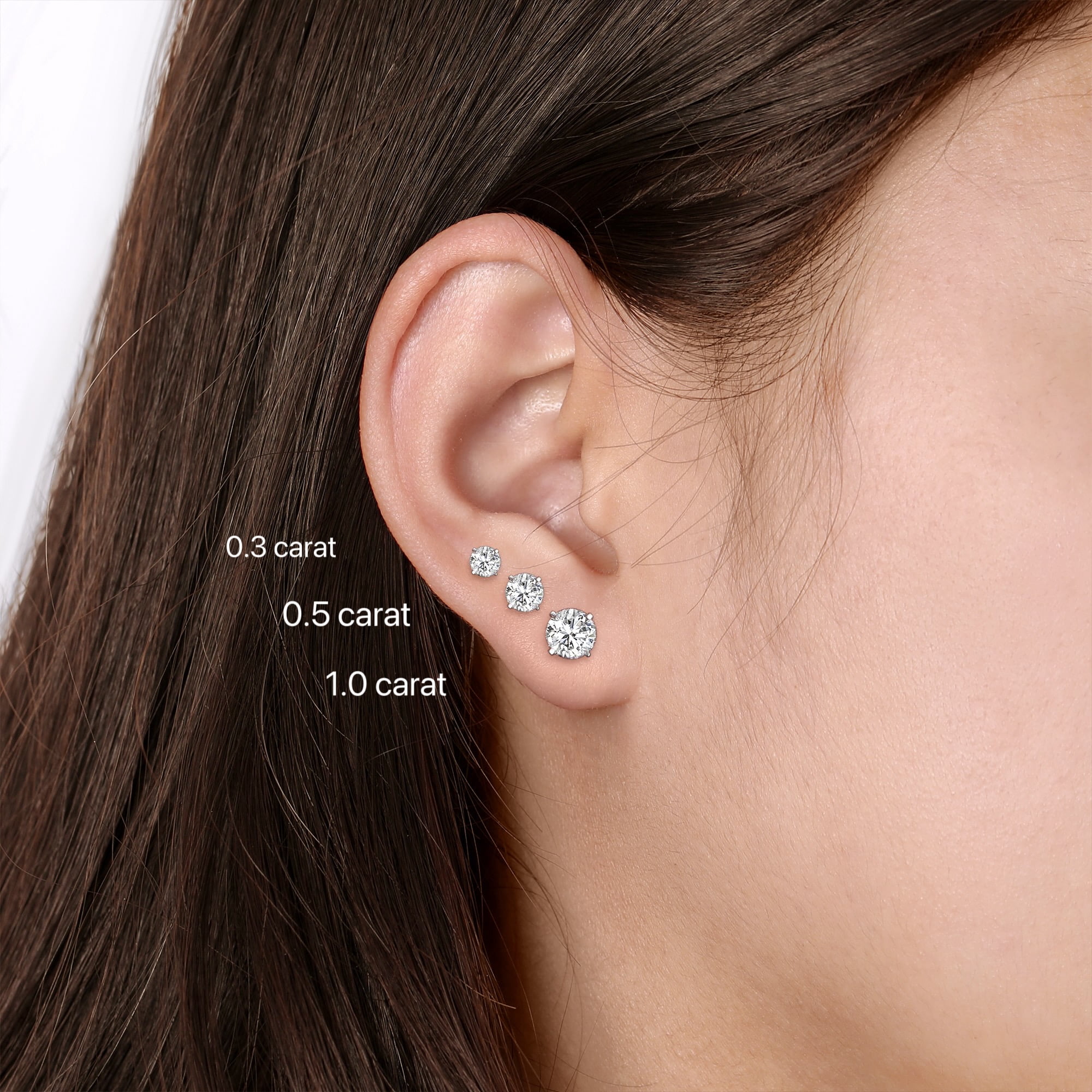 RYSKYJEWELRY Screw Backs Stud Earrings, D Moissanite, 2.0 ct t.w., 925 Sterling Silver