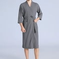 thumbnail image 4 of FNFYFH Mens Waffle Robe Lightweight 3/4 Sleeve Kimono Robes Super Absorbent Spa & Bathrobe Ultra Soft Nightgowns, 4 of 7